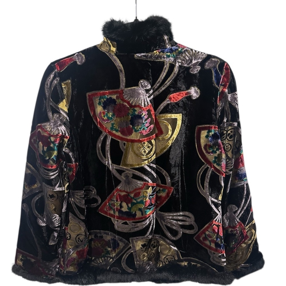 Sold ) Luxurious Black Embroidered Cape with Baroque Motifs 1970s 1980s jacket.
